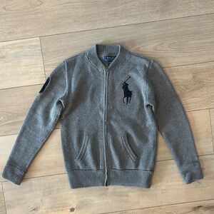 Polo by Ralph Lauren Gray Zip Knit Sweater with Navy Pony